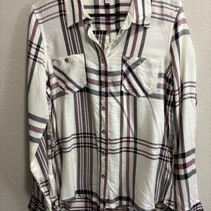 Guess plaid button up top for women size small